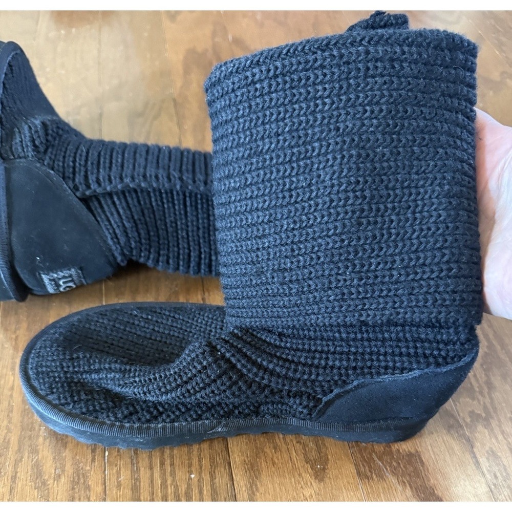 Ugg Black Cardy Classic Knitted Sweater‎ Tall Foldover Button Boot Size 7 - Picture 4 of 11